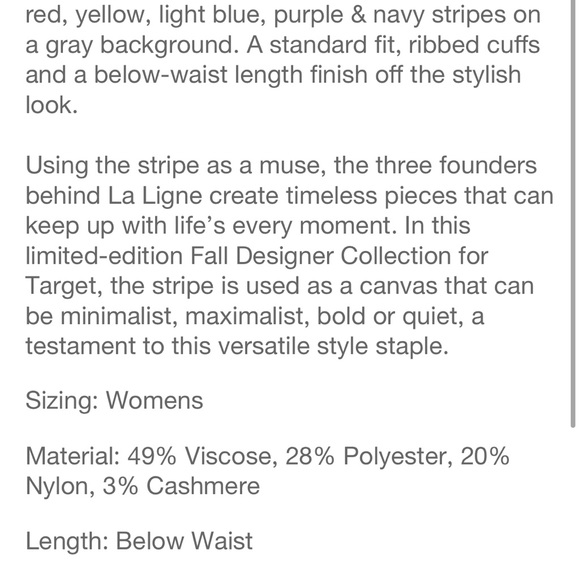 La ligne crew neck stripped sweater nwt - Picture 8 of 8